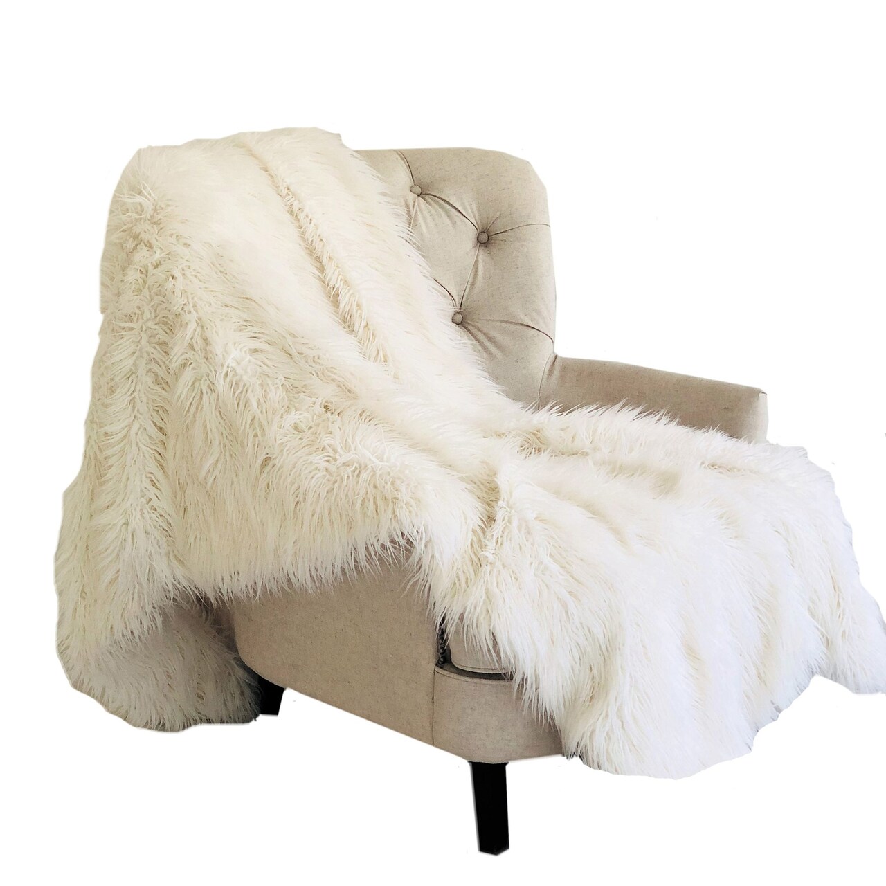 Edge Collections - White - Luxury Mongolian Faux Fur Throw Blanket - 1 Piece